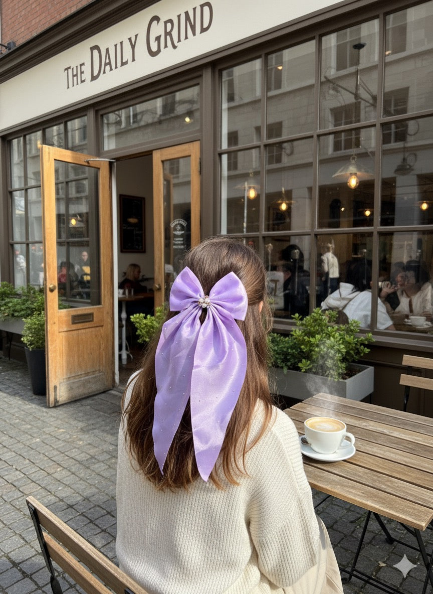 Elegant Lavender Satin Bow Light Purple