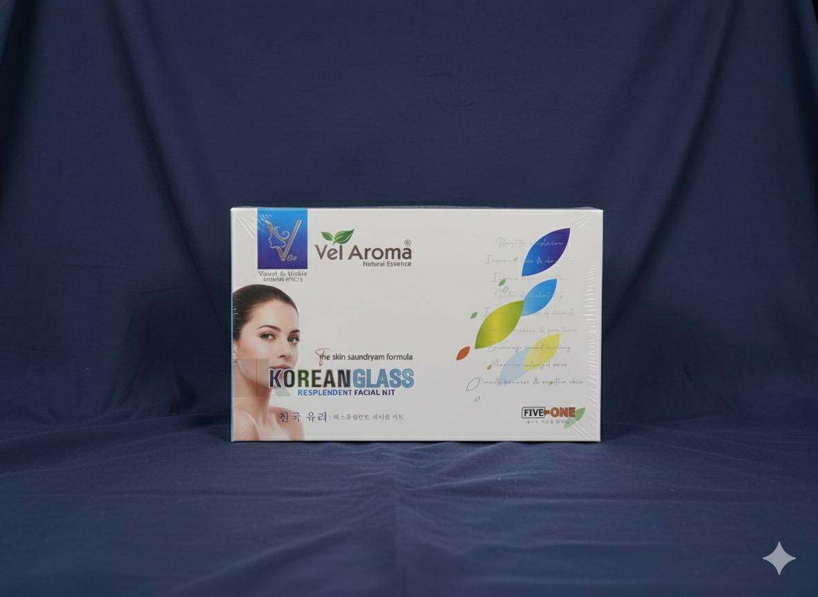 VEL AROMA  KOREAN GLASS RESPLENDENT FACIAL KIT.
